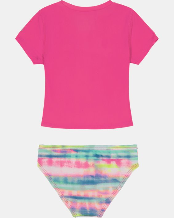 Little Girls' UA Stripe Dash Rashguard Set, Pink, pdpMainDesktop image number 1